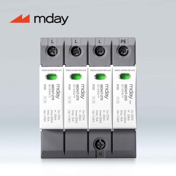 سرج ارستر 50 کیلوآمپر، 275 ولت، 4 پل، برند Mday، مدل MDH7-AC-3P+NPE