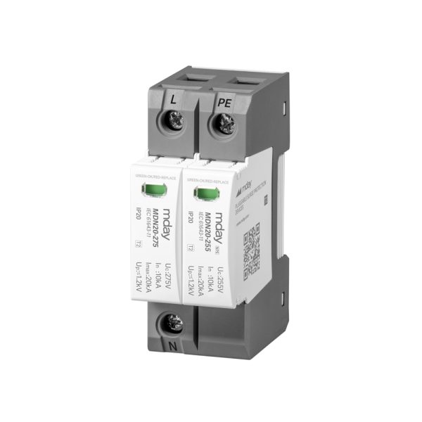 سرج ارستر 20 کیلوآمپر، 275 ولت، 2 پل، برند Mday، مدل MDN20-AC-1P+NPE - تصویر 3