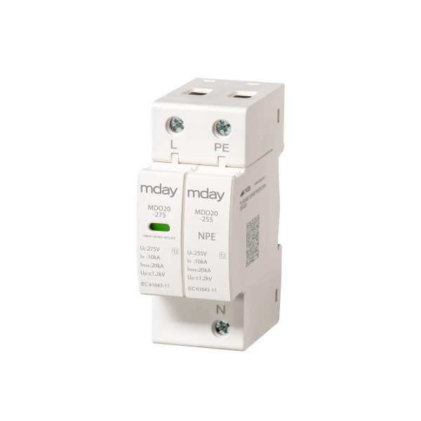 سرج ارستر 20 کیلوآمپر، 275 ولت، 2 پل، برند Mday، مدل MDO20-AC-1P+NPE - تصویر 2