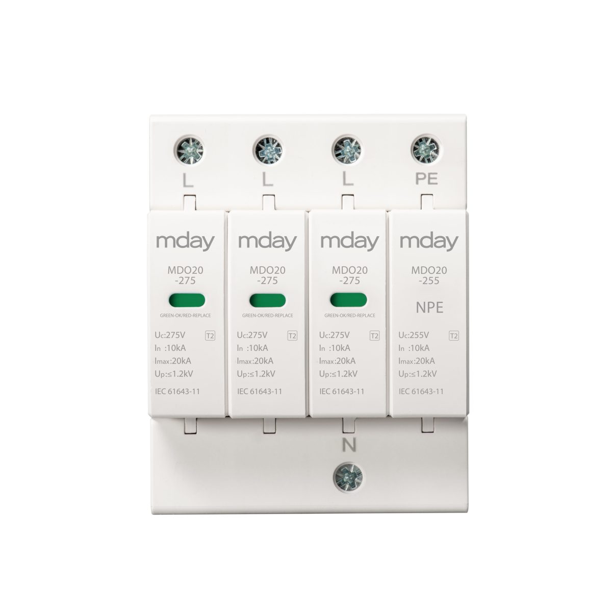 سرج ارستر 20 کیلوآمپر، 275 ولت، 4 پل، برند Mday، مدل Mdo20-Ac-3P+Npe - تصویر 4