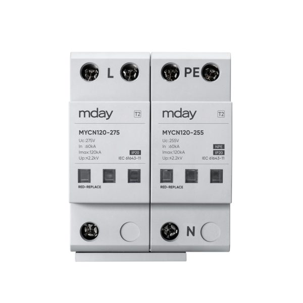 سرج ارستر 120 کیلوآمپر، 275 ولت، 2 پل، برند Mday، مدل MYCN120-AC-1P+NPE